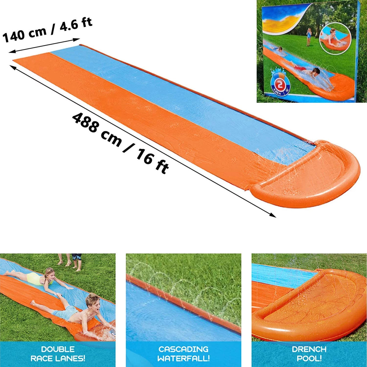 16 Foot Inflatable Water Slide with Sprinkler Q271331