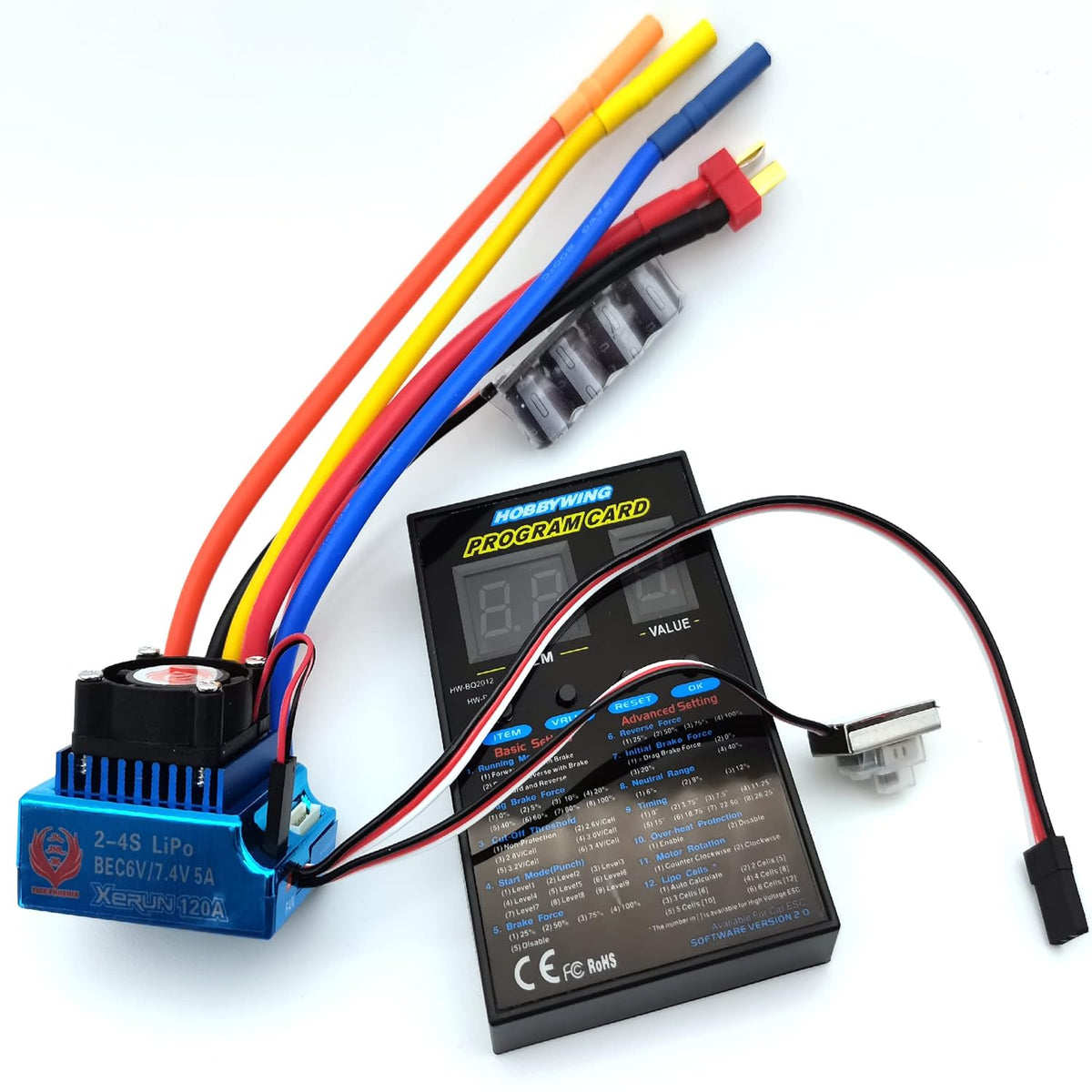 120a Aluminum Plastic Base Brushless Electronic Governor (ESC) and Program Card C256705