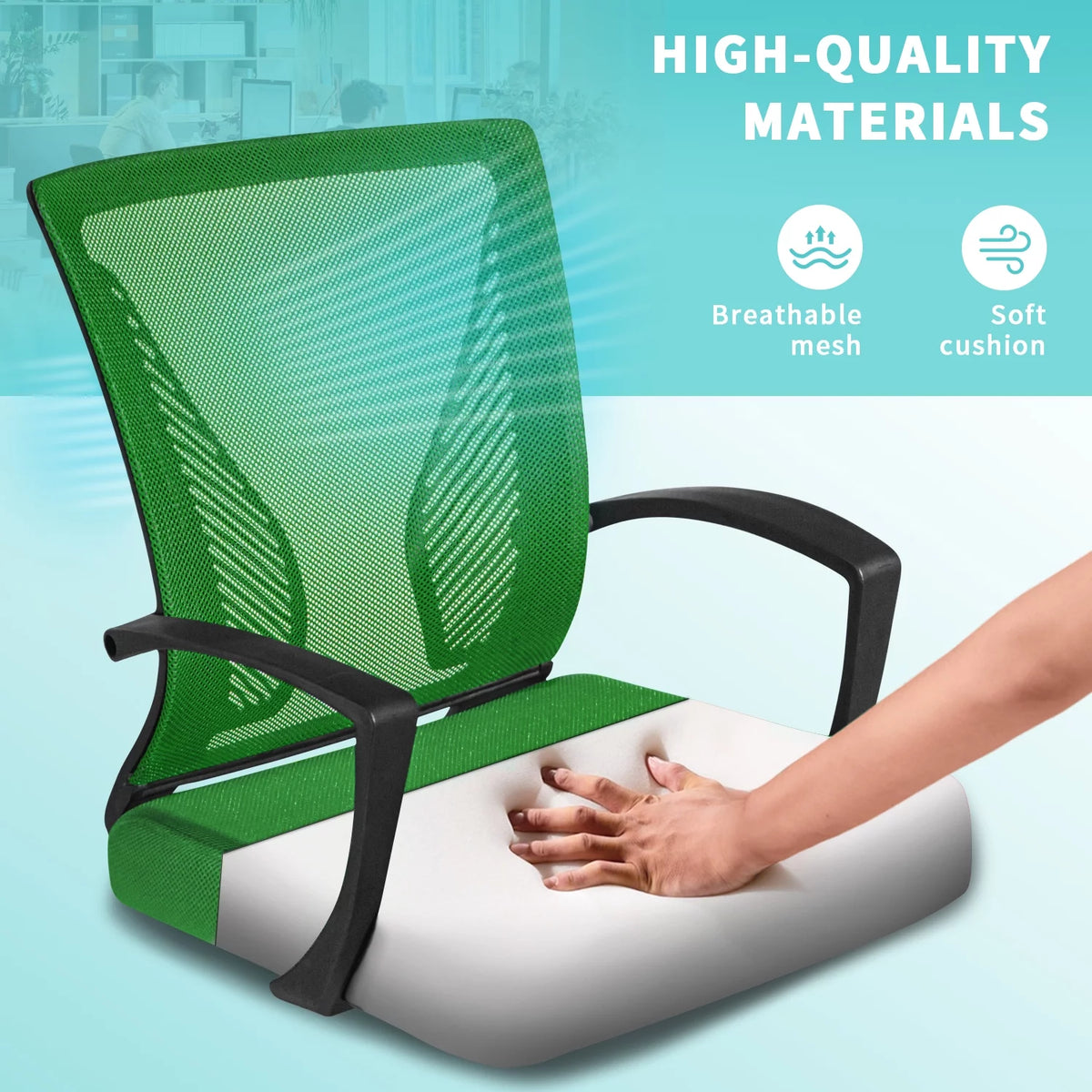 Blue Ergonomic Mesh Office Chair with Armrest R789