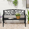 50-in Black Metal Garden Bench with Armrests H963
