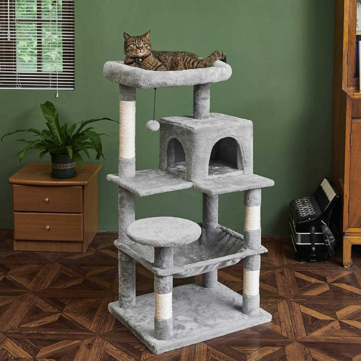 46.5 inches Multi-Level Cat Tree with Scratching Posts P106369
