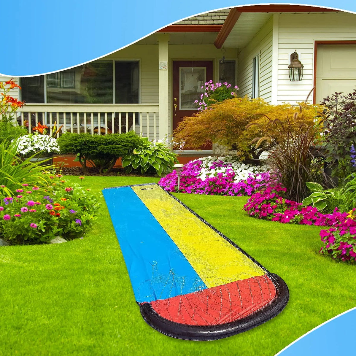 15.5ft Double Race Lawn Water Slides K35440