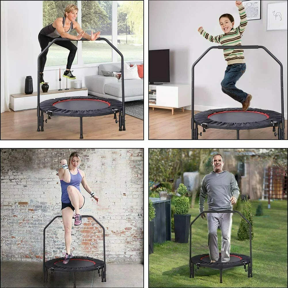 40 Foldable Mini Trampoline with Handrail M37276