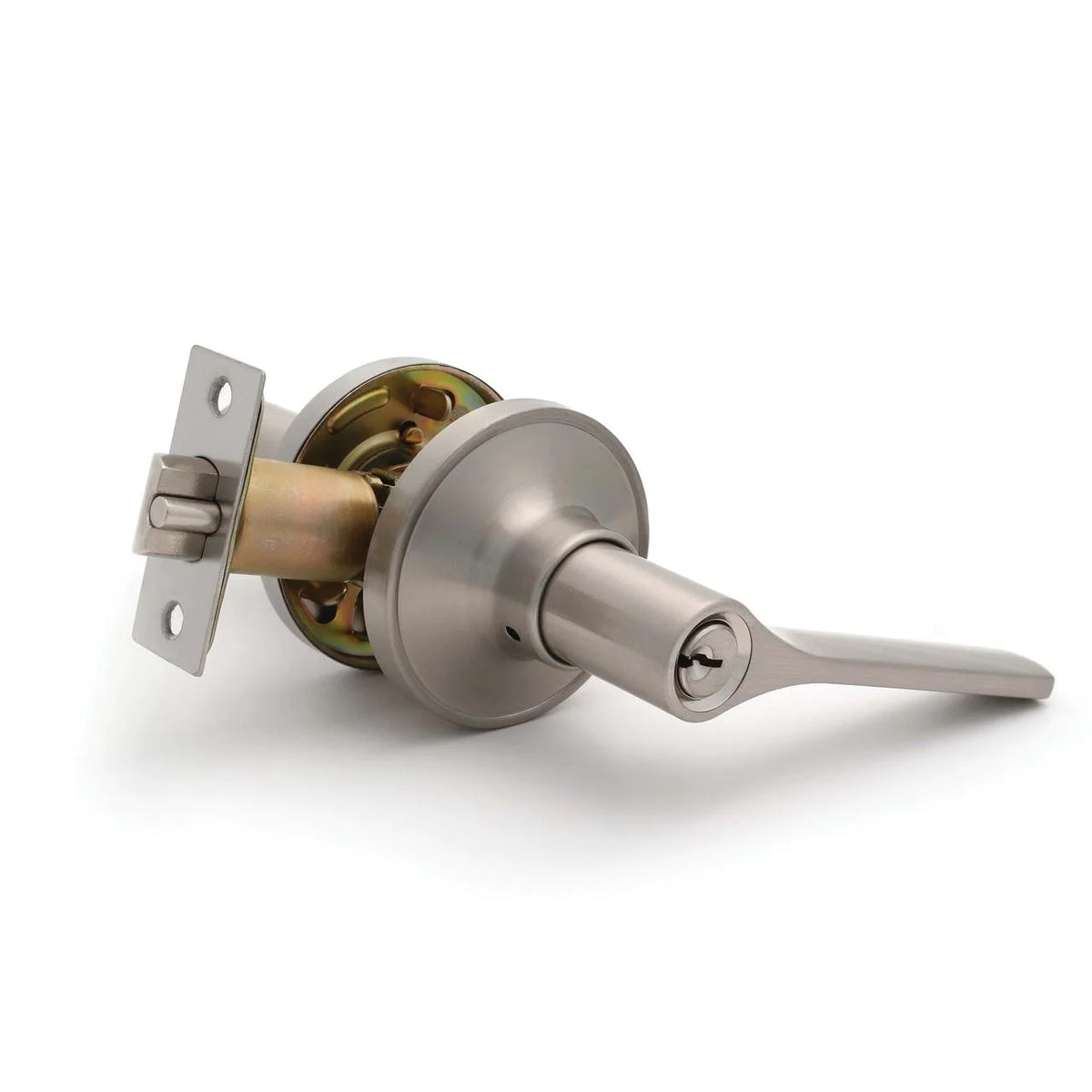 Entry Door Lever Satin Nickel with Round Rosette J613793