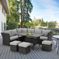 7 Piece Outdoor Sectional Sofa Rattan Wicker Dining Furniture F239