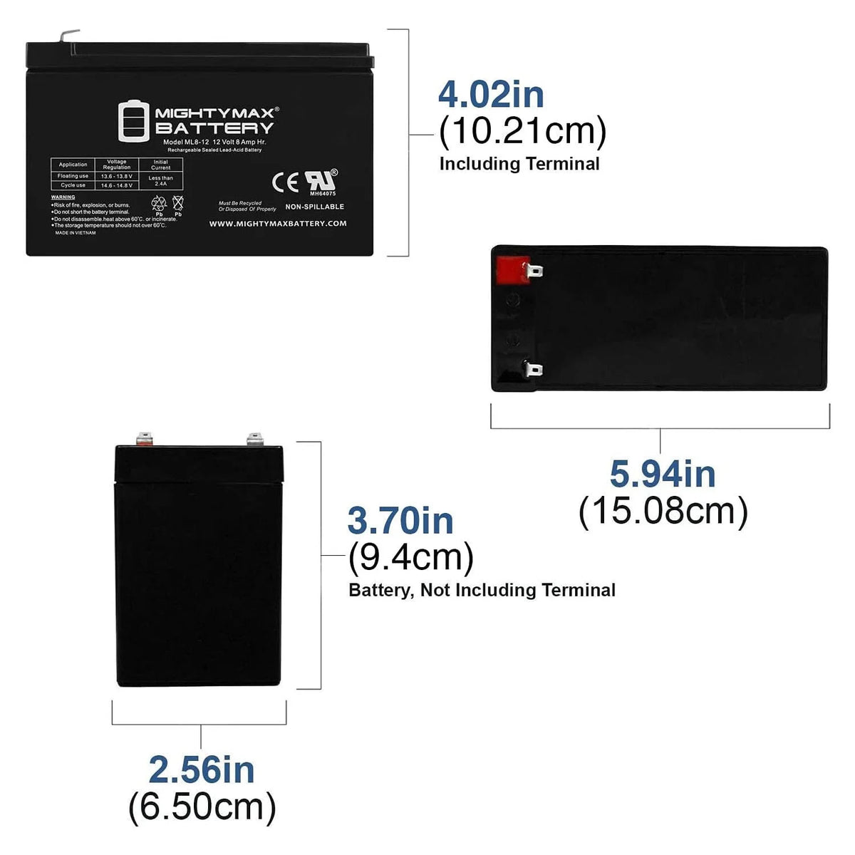 12V 8Ah Battery 2 Pack V365