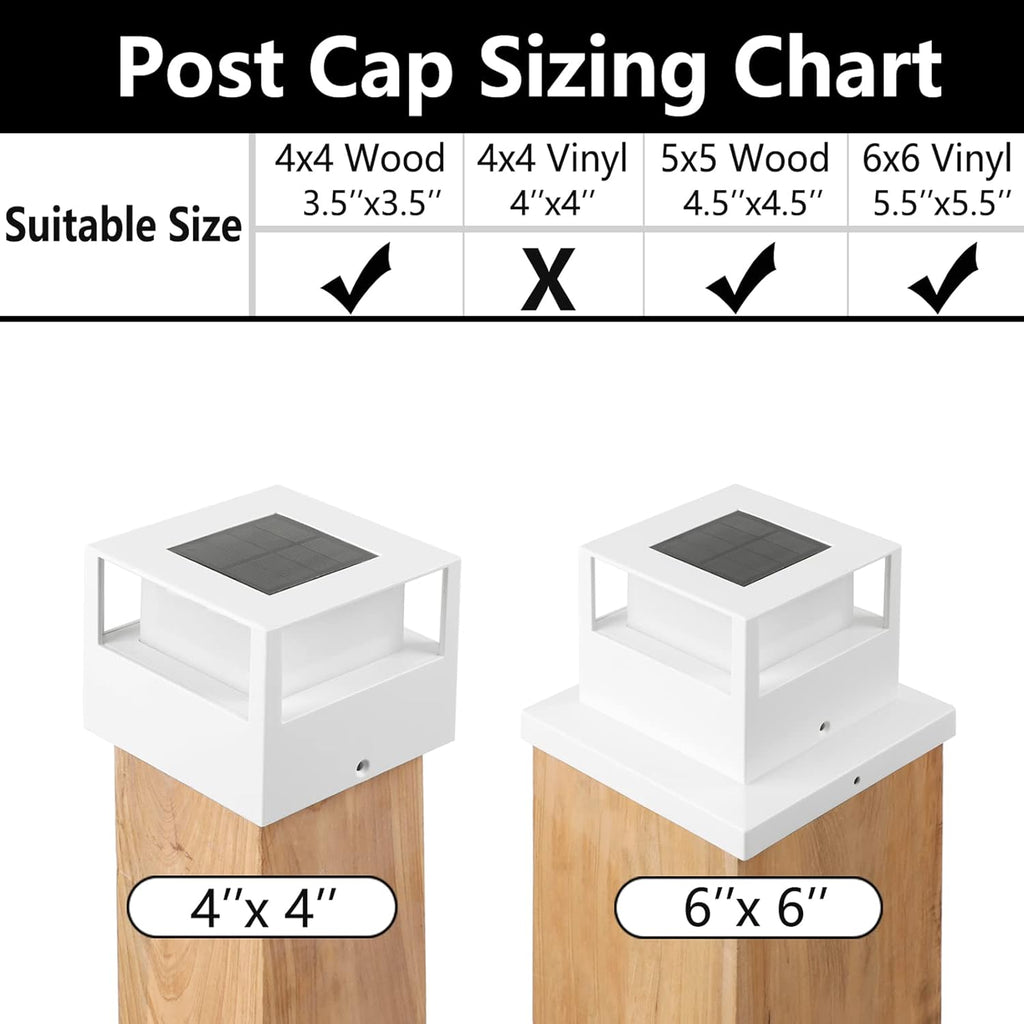 6 Pack White Solar Post Cap Lights L2399
