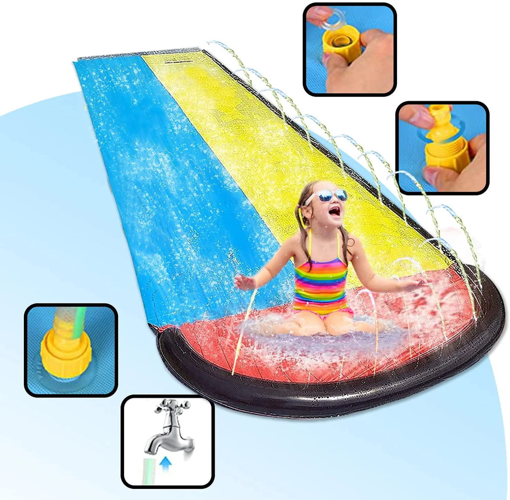 15.5ft Double Race Lawn Water Slides K35440