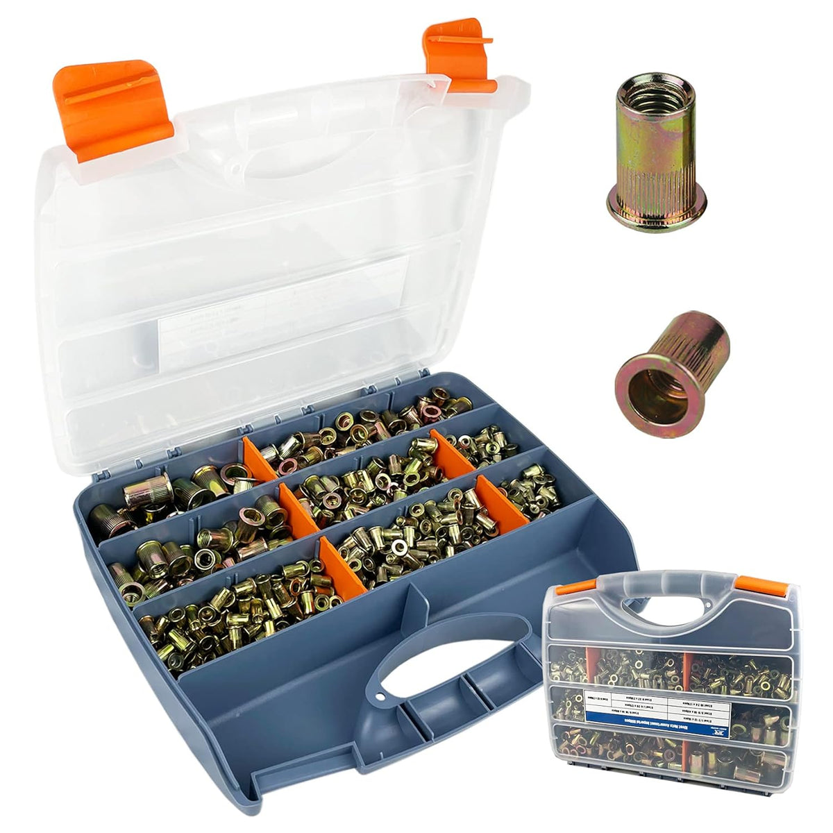 860pcs SAE UNC Zinc Plated Carbon Steel Rivet Nut Kit with Case A2835