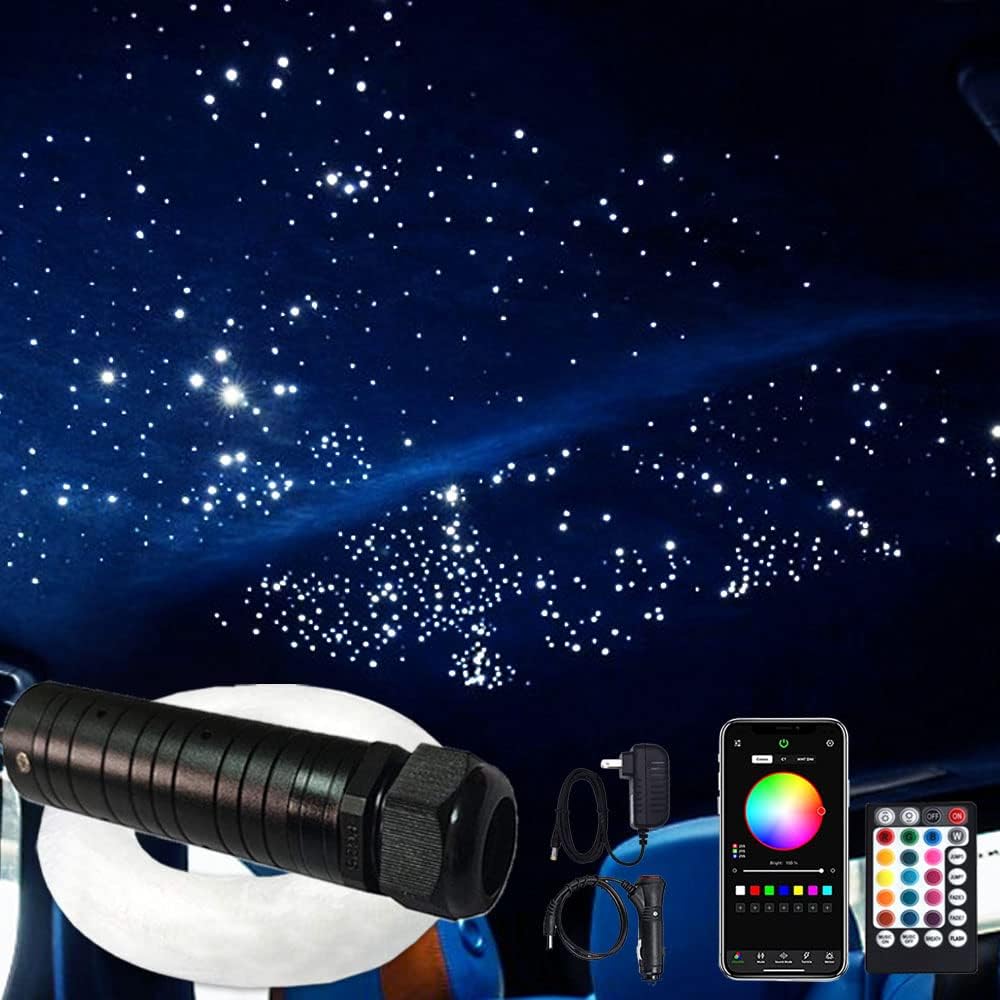 Car Use Bluetooth 6W RGB LED Fiber Optic Light Star Ceiling Kit D21710