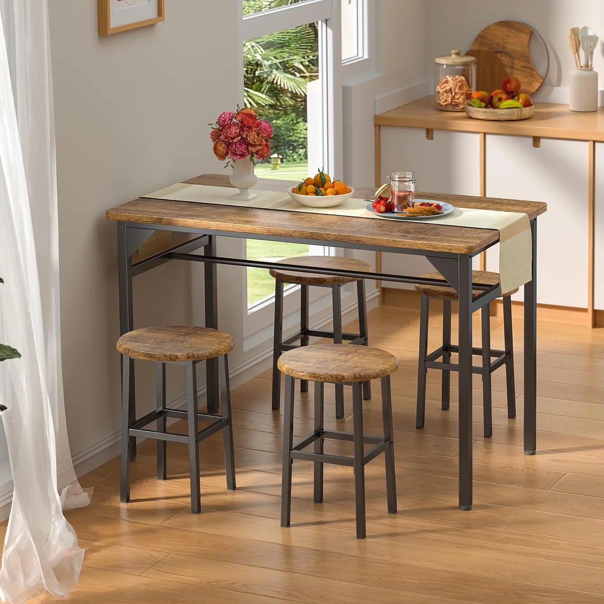 Black Dining Table Set for 4 Y3960