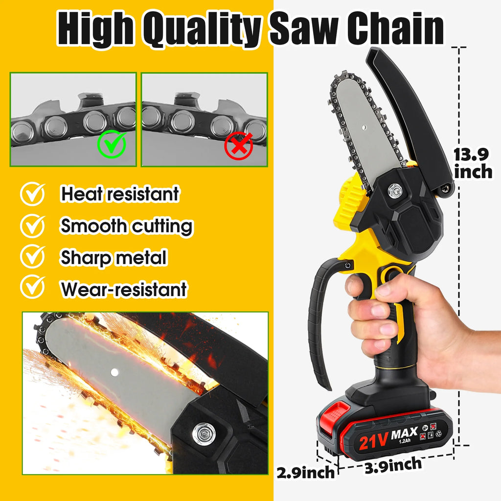 4 inch Mini Cordless Chainsaw with 2 Battery S92418