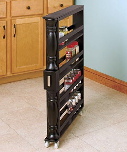 Black Wooden Can Organizer & Spice Rack W14672