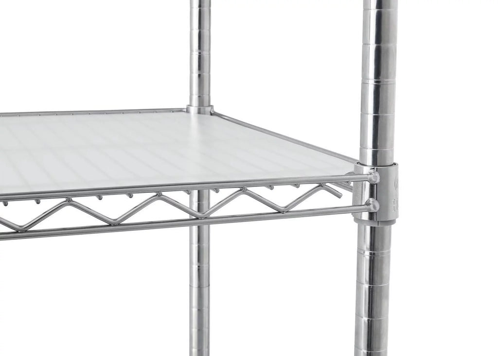 Steel 4-Tier Storage Shelf Unit 2400lb Capacity Chrome E9790