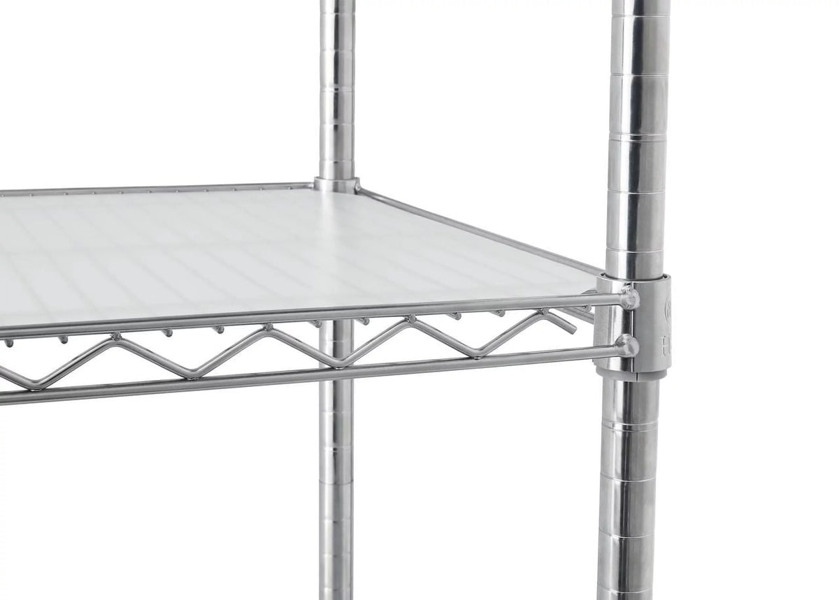 Steel 4-Tier Storage Shelf Unit 2400lb Capacity Chrome E9790