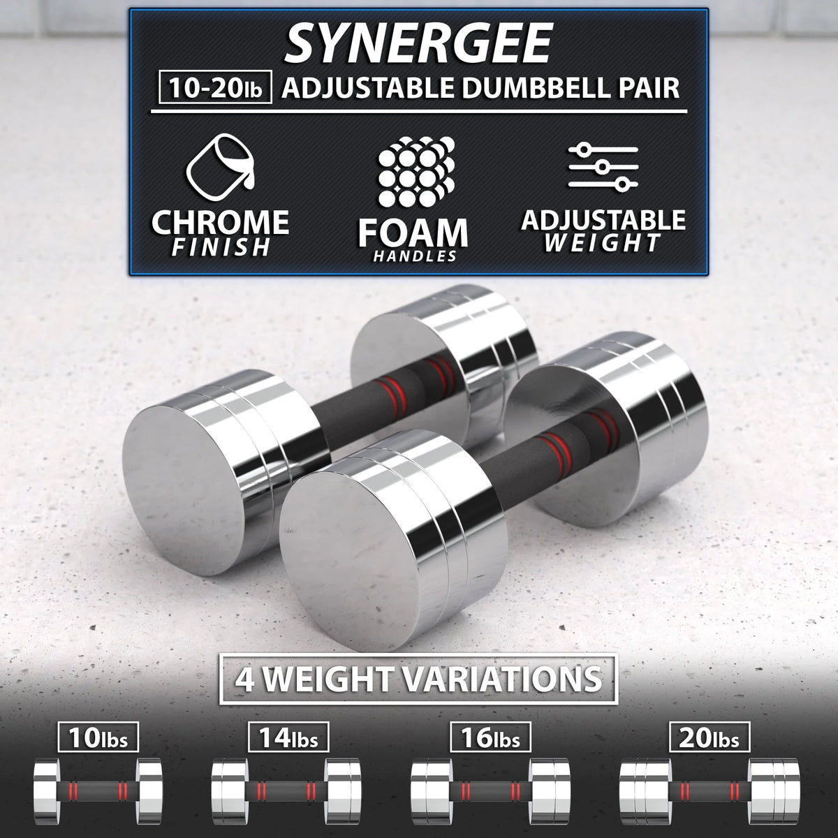 Adjustable Dumbbell Set with Foam Handles W5245