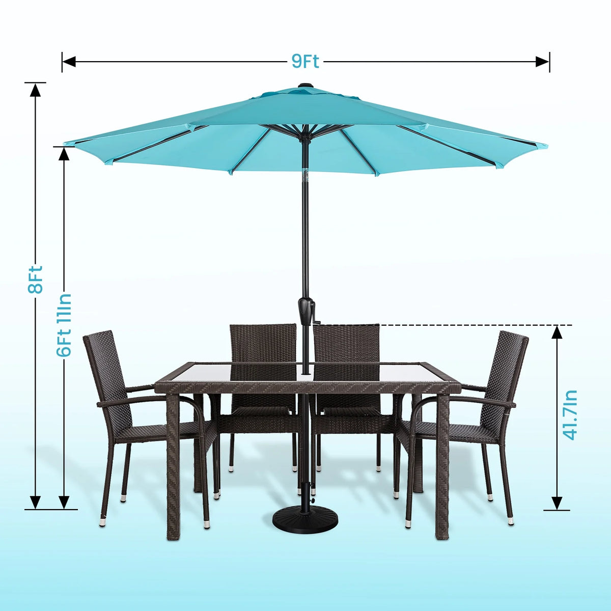 9' Round 8Rib Aluminum Market Umbrella I132473