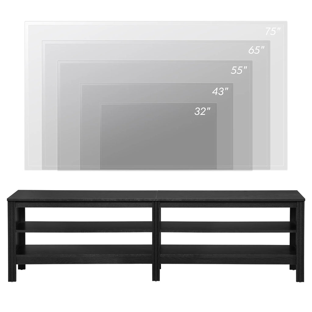 Black Wood TV Stand with 4 Open Shelves Q29634