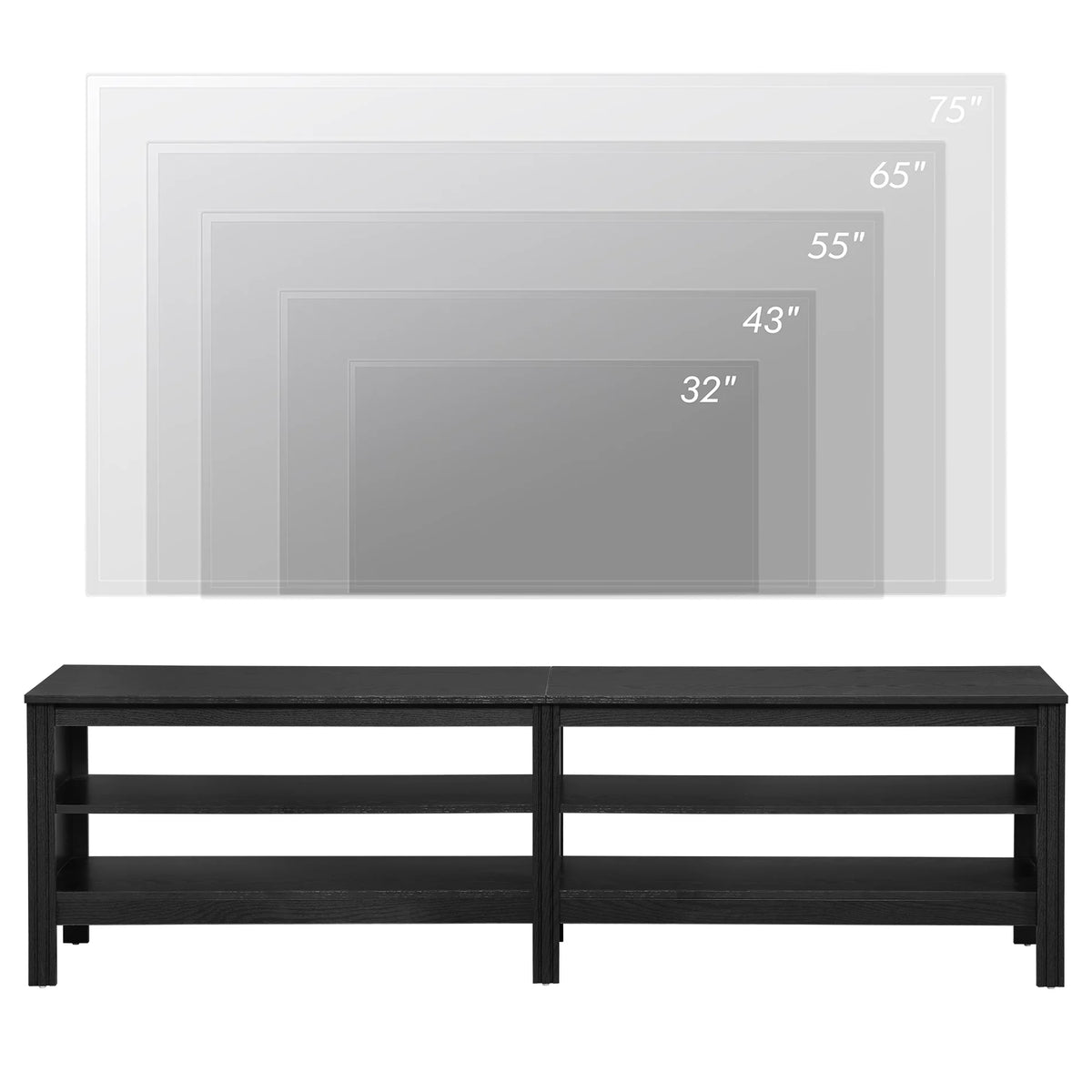 Black Wood TV Stand with 4 Open Shelves Q29634