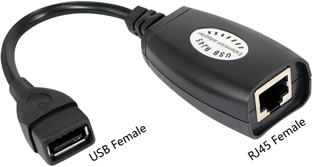 USB to RJ45 Extension Adapter Over Cat5/Cat6 Cable up to 150ft Black K88514