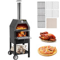 12 Wood Fire Outdoor Pizza Oven with 2 Removable Wheels F350957