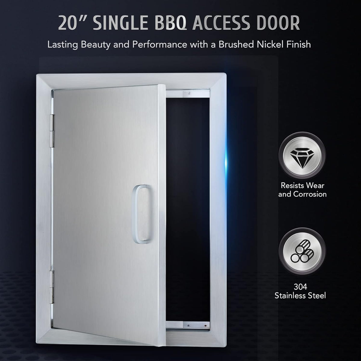 304 Stainless Steel Single Access BBQ Door 14 x 20 A1784