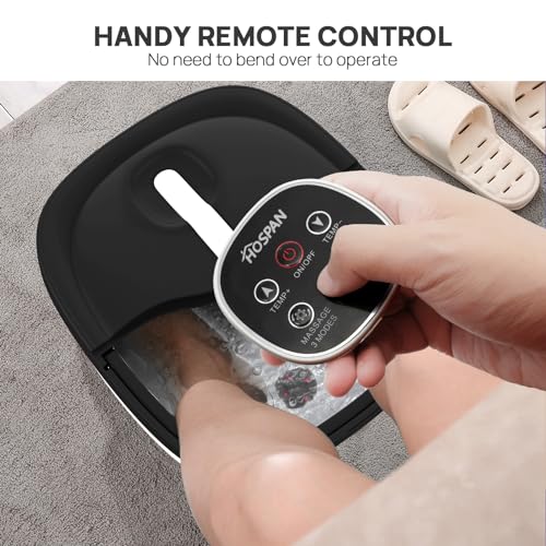 Collapsible Electric Foot Spa with Heat Bubble Remote and 24 Shiatsu Massage Balls X492