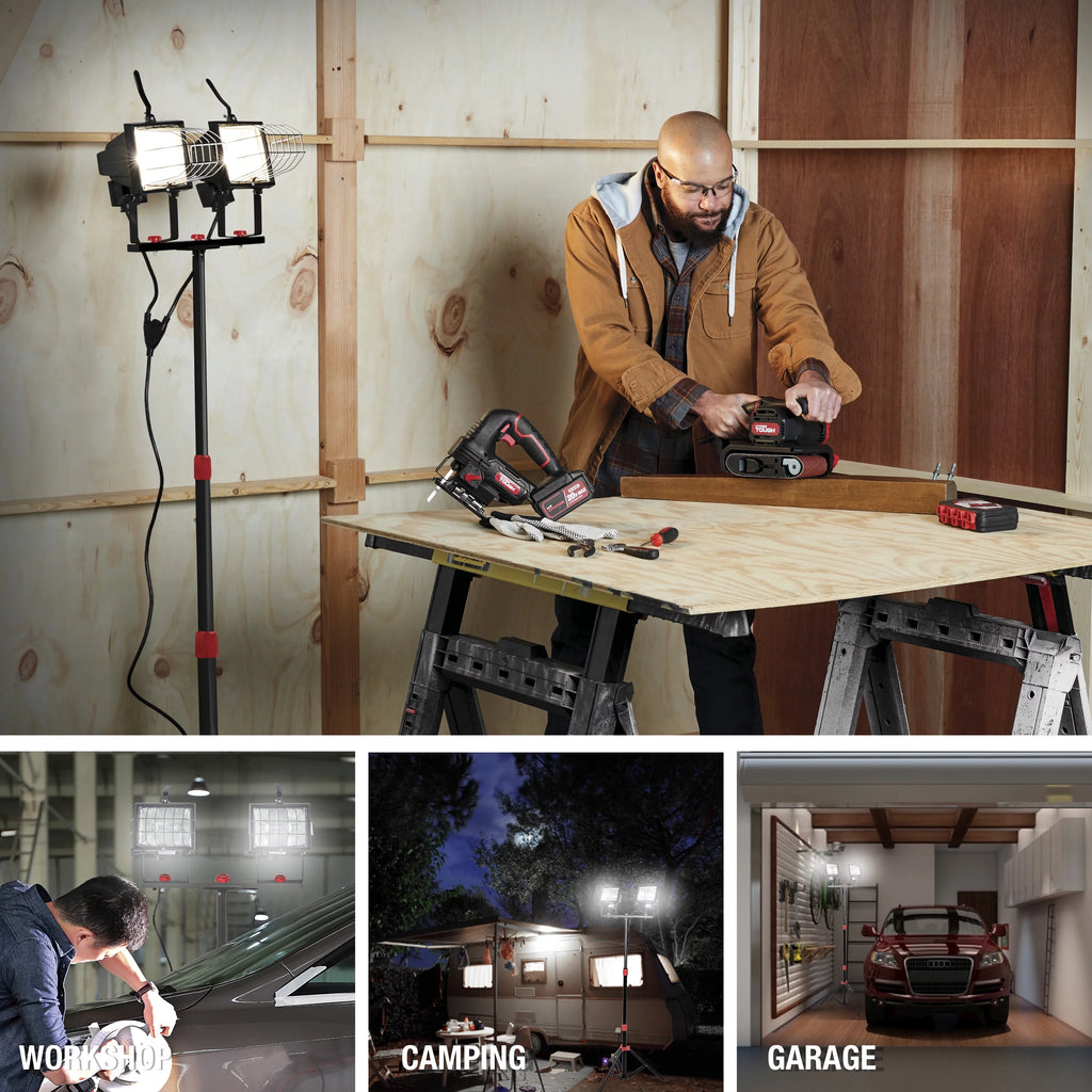 1000W Halogen 2 Light Tripod Mounted Portable Work Light E53429