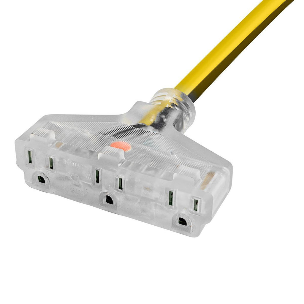 50 ft. 12/3 Gauge Multiple Outlet Extension Cord with Indicator Light, Yellow, Black Y1991