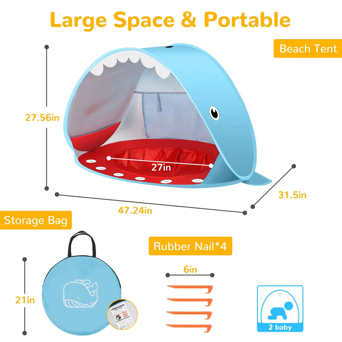 Pop up Beach Tent with UPF 50+ UV Protection T77371