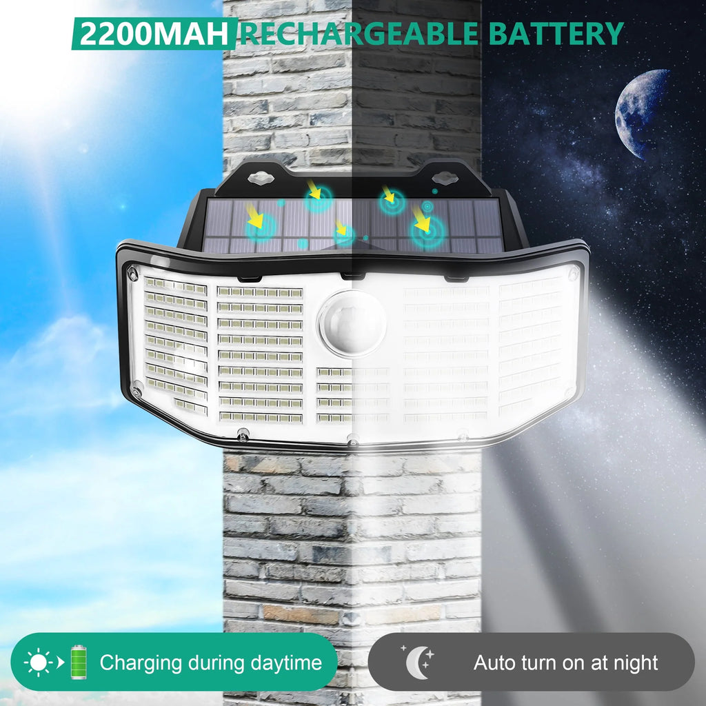 Solar Outdoor Lights 2Pack 252 LED Motion Sensor IP65 Waterproof G7027