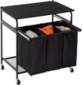 3-Bag Laundry Sorter Cart with Wheels Grey Q71245