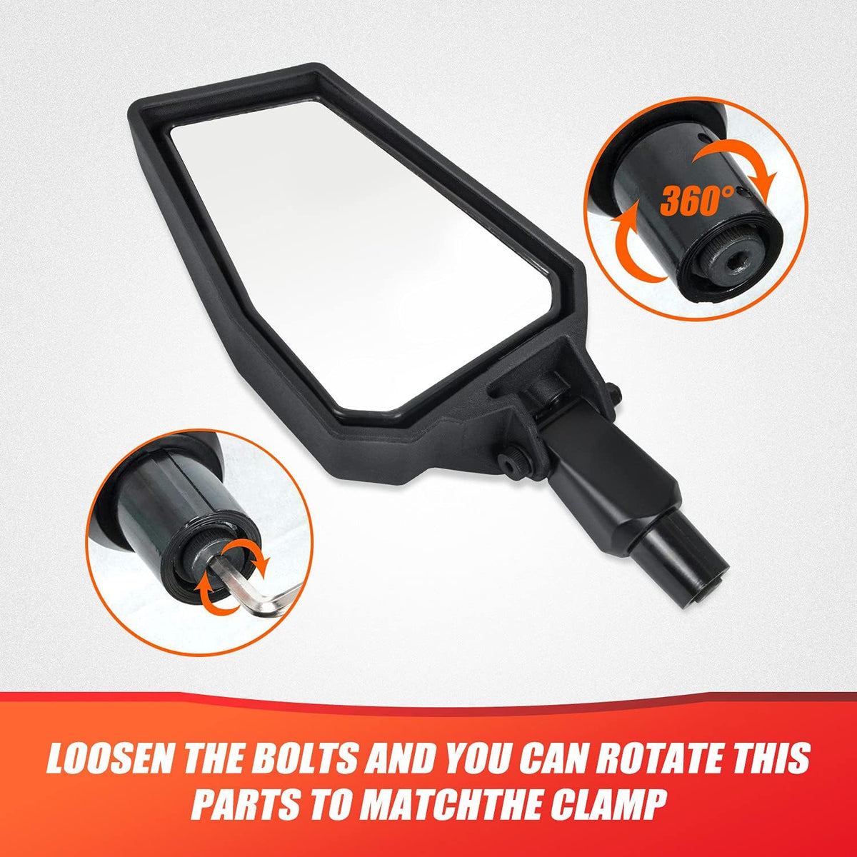 UTV Side View Mirrors 1.75-2 Roll Bar Rear View Mirrors Q786181