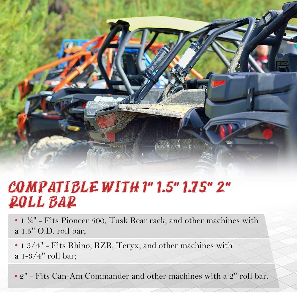 UTV Whip Light Mount Bracket Quick-Release Adjustable Flag Antenna Holder Tube Clamp for 1 Inch to 2 Inch Roll Bar, 2PC M6866