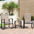 3 Piece Rocking Bistro Set with Glass Coffee Table Light Gray K4843