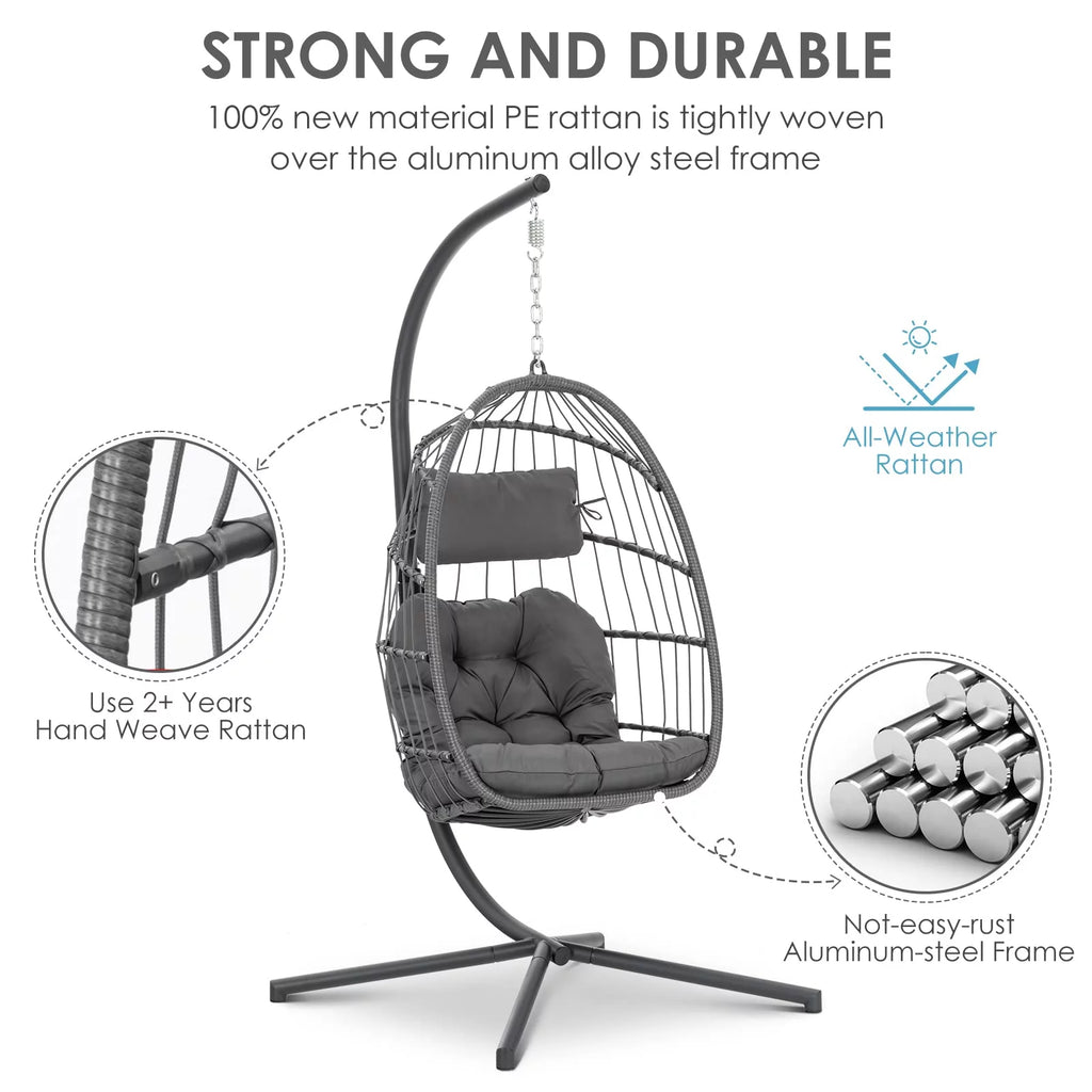 Hanging Egg Chair with Steel Stand and Cushion I55921
