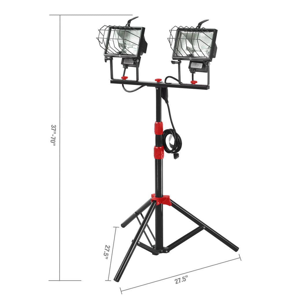 1000W Halogen 2 Light Tripod Mounted Portable Work Light E53429