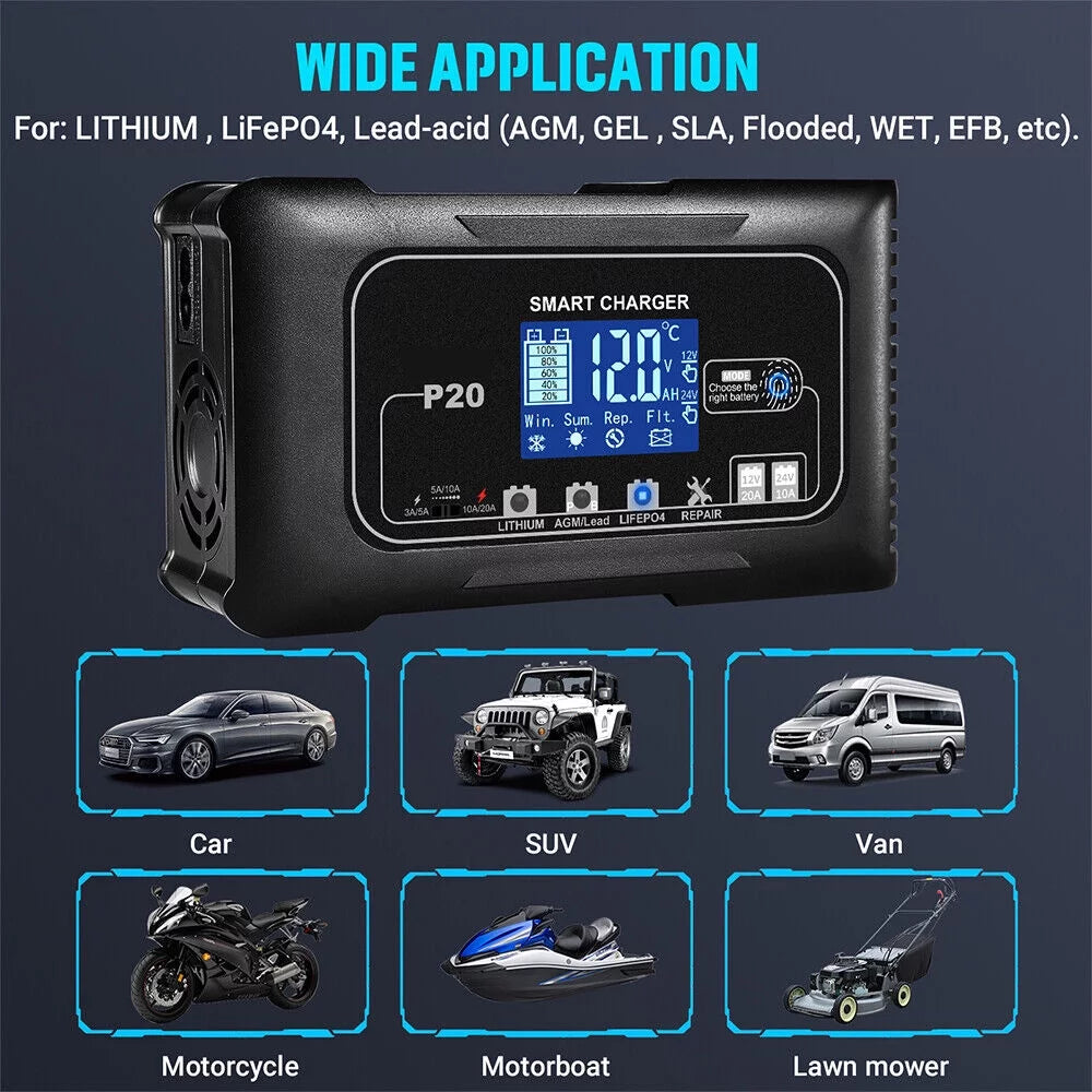 12V/24V Battery Charger with LCD Display B112601