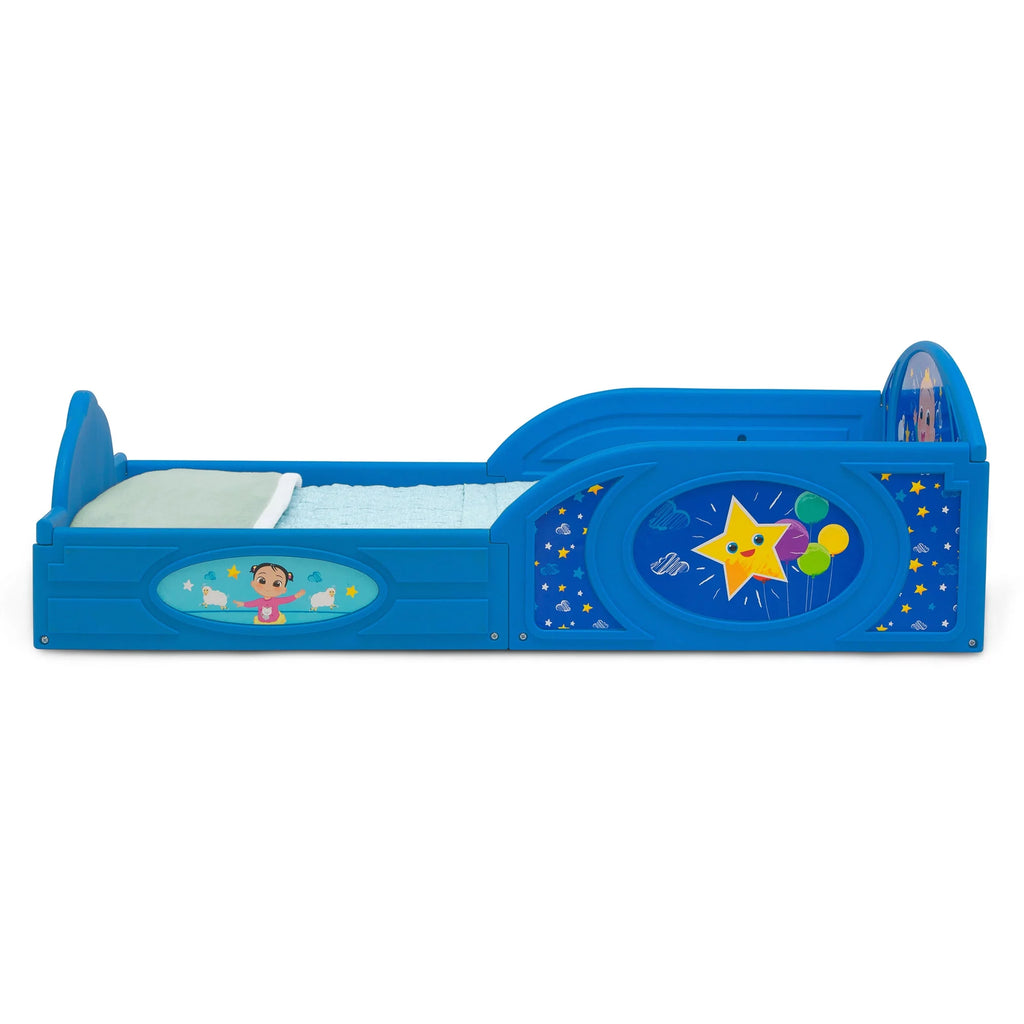 Blue Toddler Bed with Built-In Guardrails W39684