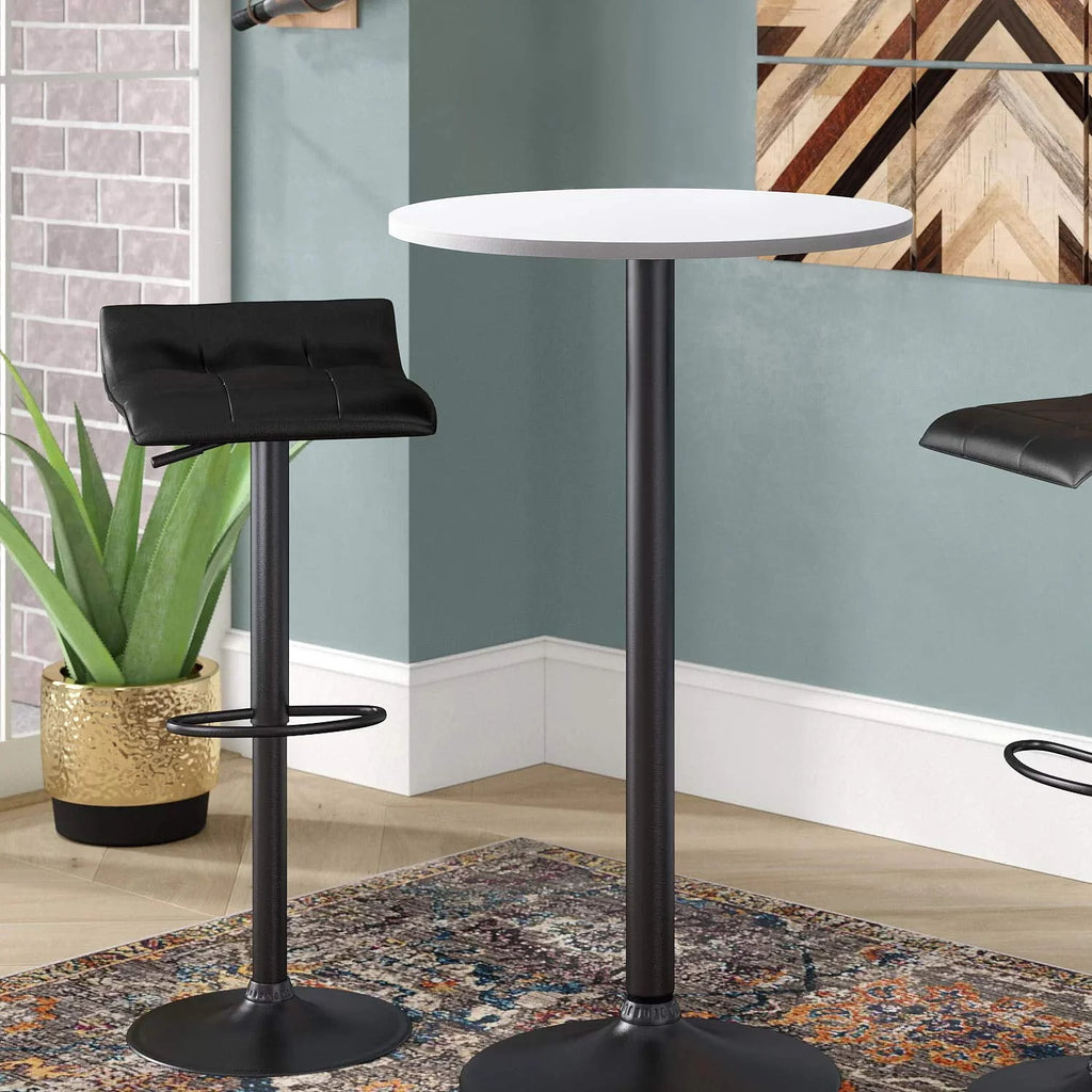 Round Bistro Pub Table 23.8 Bar Height White A864601