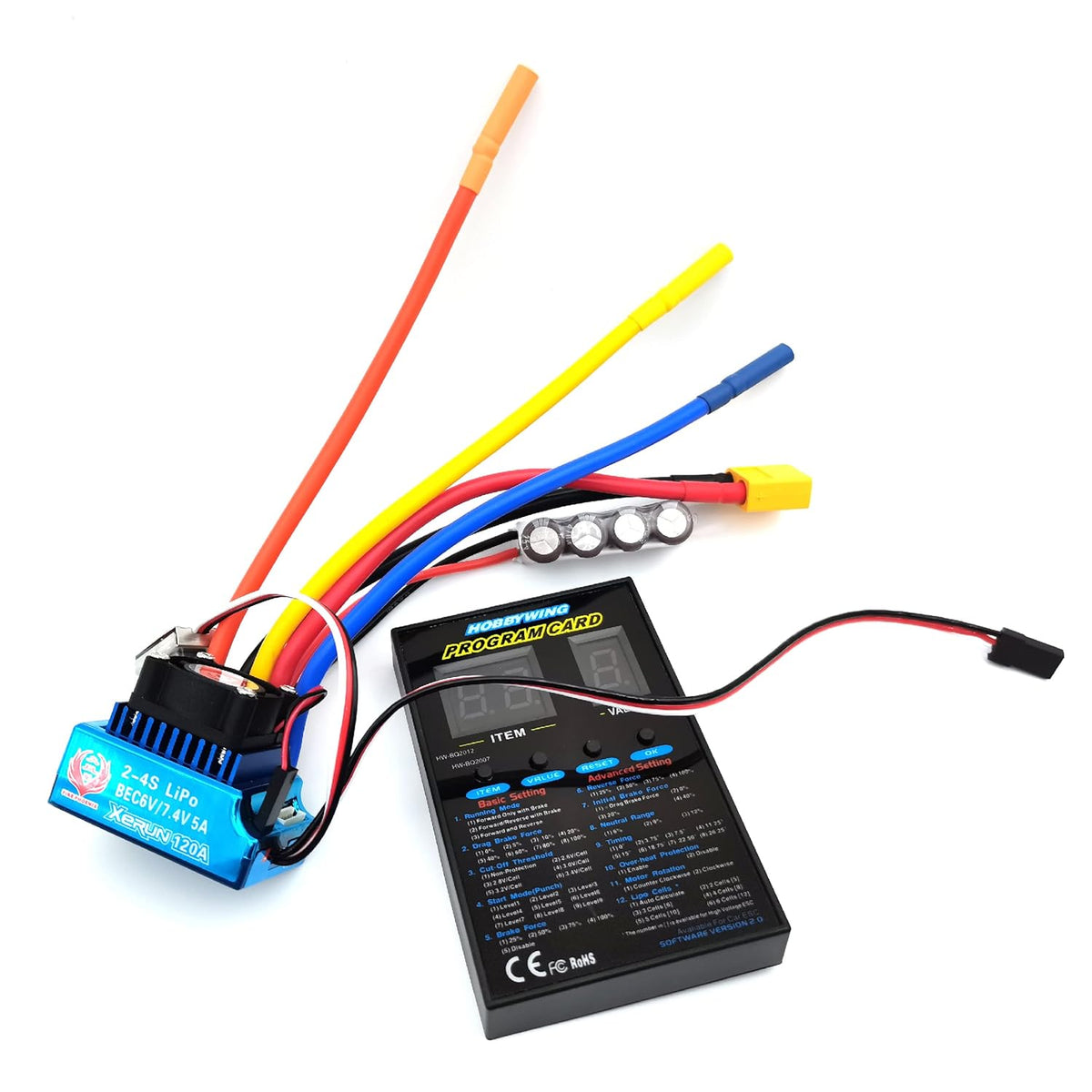 120a Aluminum Plastic Base Brushless Electronic Governor (ESC) and Program Card C256705