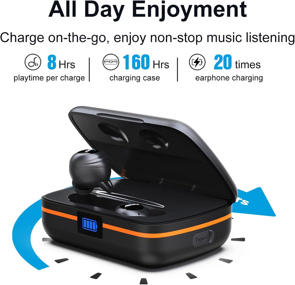 Wireless Earbuds Bluetooth 5.1 Noise Cancelling in-Ear Earphone 160H Playtime IPX6 Waterproof Pack of 2 E274