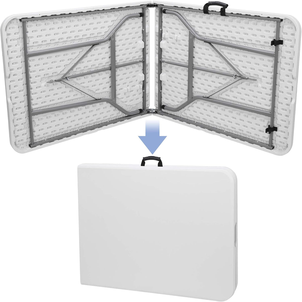 6ft Portable Folding Plastic Table with Handle, White V53448