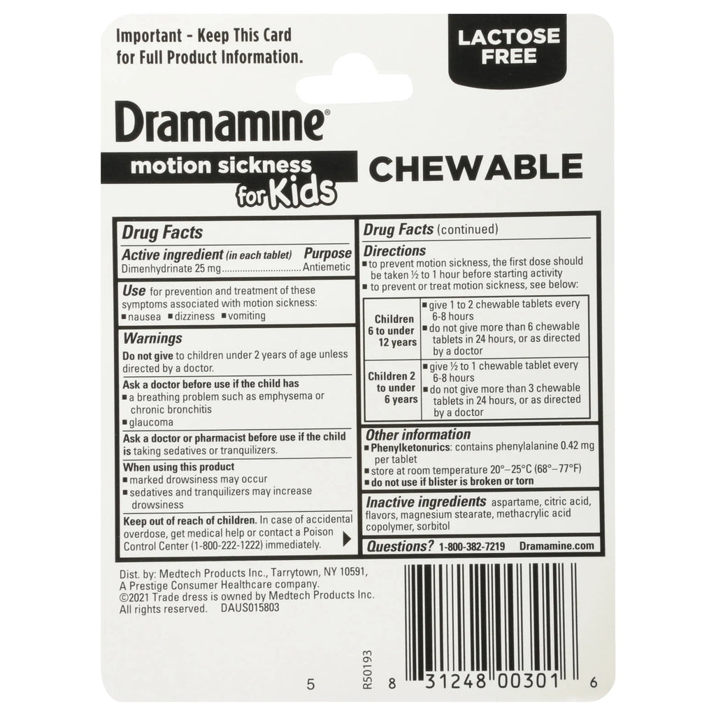 Chewable Motion Sickness Relief Grape Flavor 8 Count C154