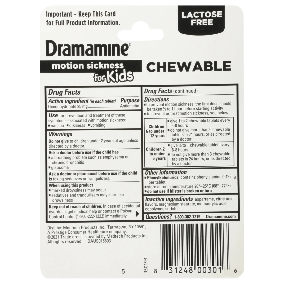 Chewable Motion Sickness Relief Grape Flavor 8 Count C154
