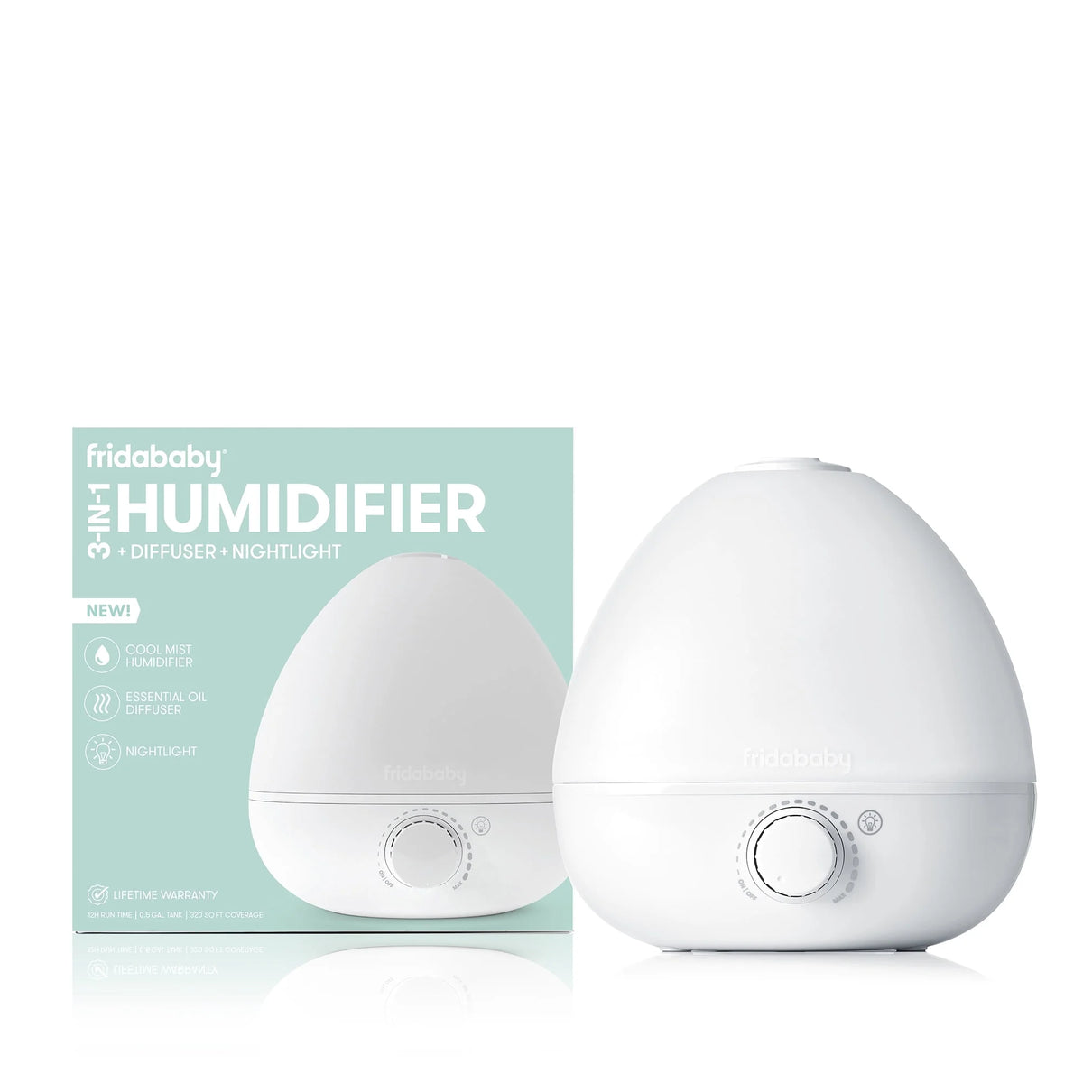 3 in 1 Cool Mist Humidifier Vaporizer Diffuser Nightlight White I64570