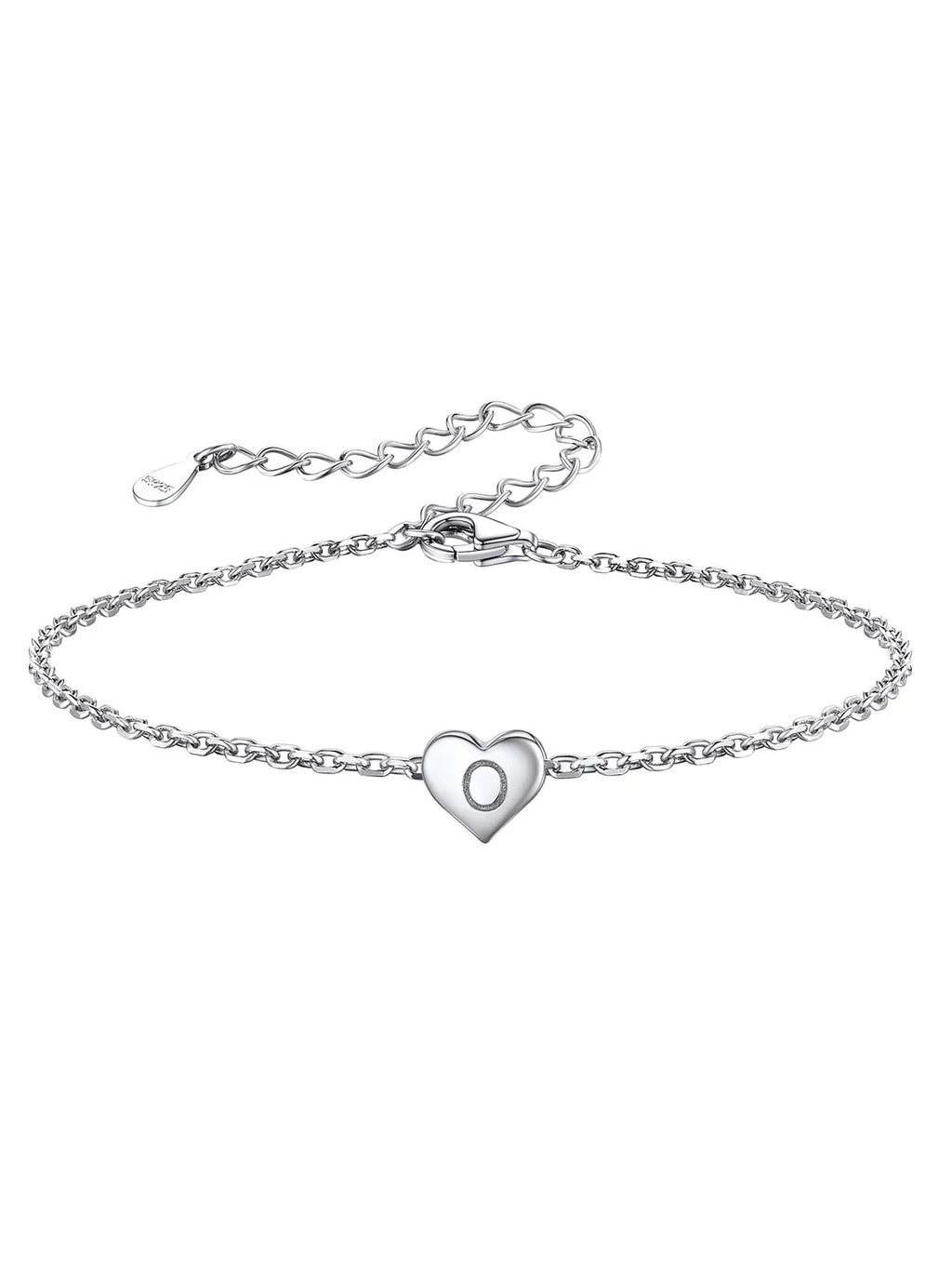 Initial Heart Bracelet 925 Sterling Silver Chain Bracelet D76896