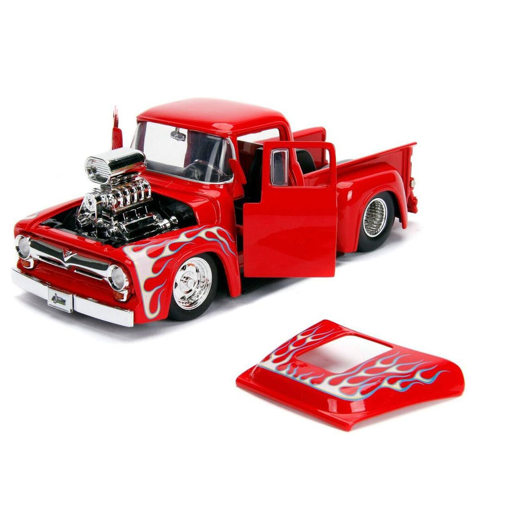 Glossy Red with Flames 1/24 Diecast Model Car J4402