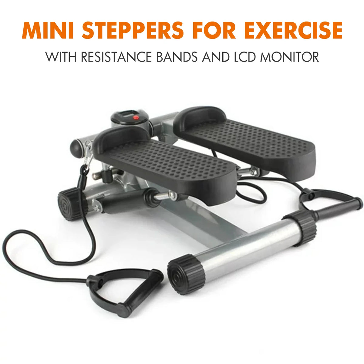 Gray Mini Stepper Air Stair Climber Exercise Machine with Resistance Band H7002