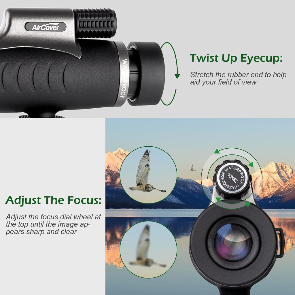 10x42 HD Waterproof Fogproof Monocular with Hand Strap T77686